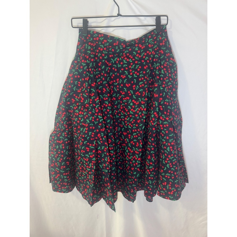Tulip B Cherry Print Skirt Women M Pinup Black NWT Rockabilly Retro Style